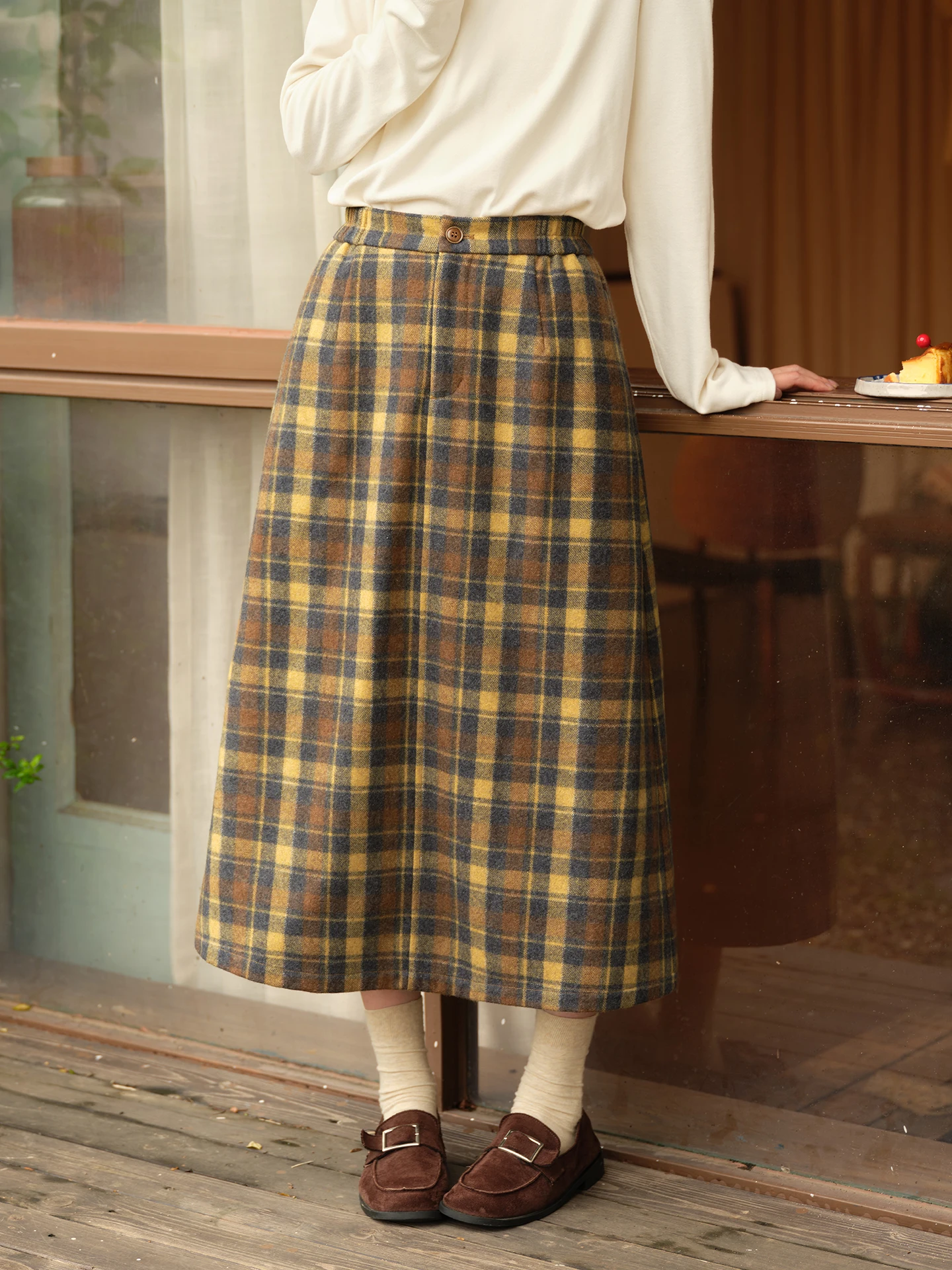 Original Scottish Plaid Woolen  Skirt Women's High Waist Straight Cut Winter Elegance Half-length Skirt Fashionable Artis...