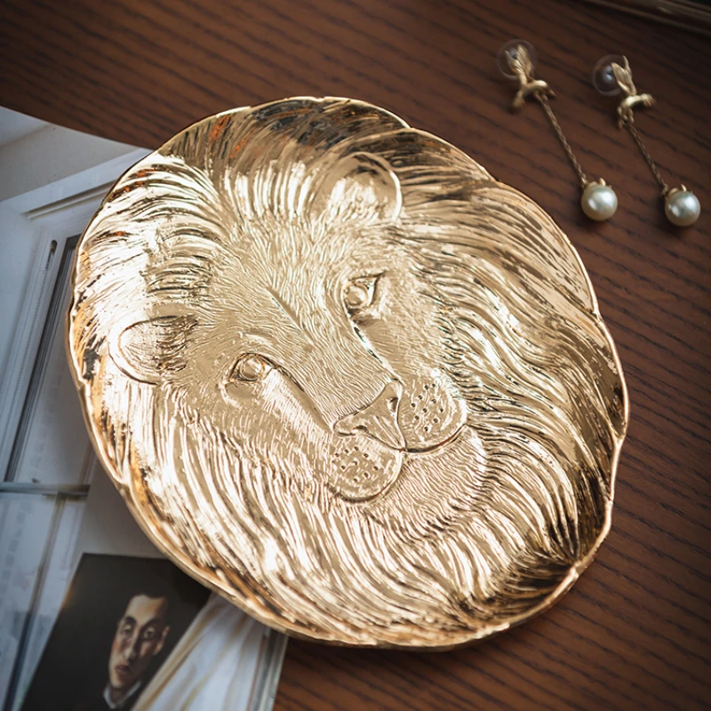 Golden Lion Jewelry Tray Household Storage Tray For Bedroom Vanity Earrings Necklace Organizer Tray High Quality Tin Metarial