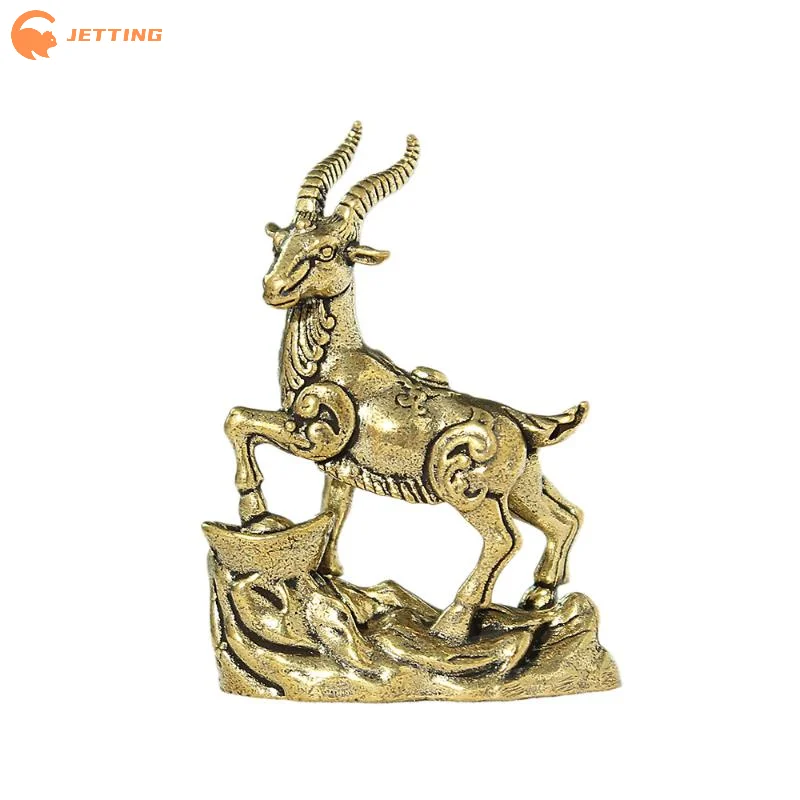 (New) 1Pcs Vintage Feng Shui Goat Statue With Coins Lucky Chinese Zodiac Sheep Figurine Desktop Home Decor Craft view 6