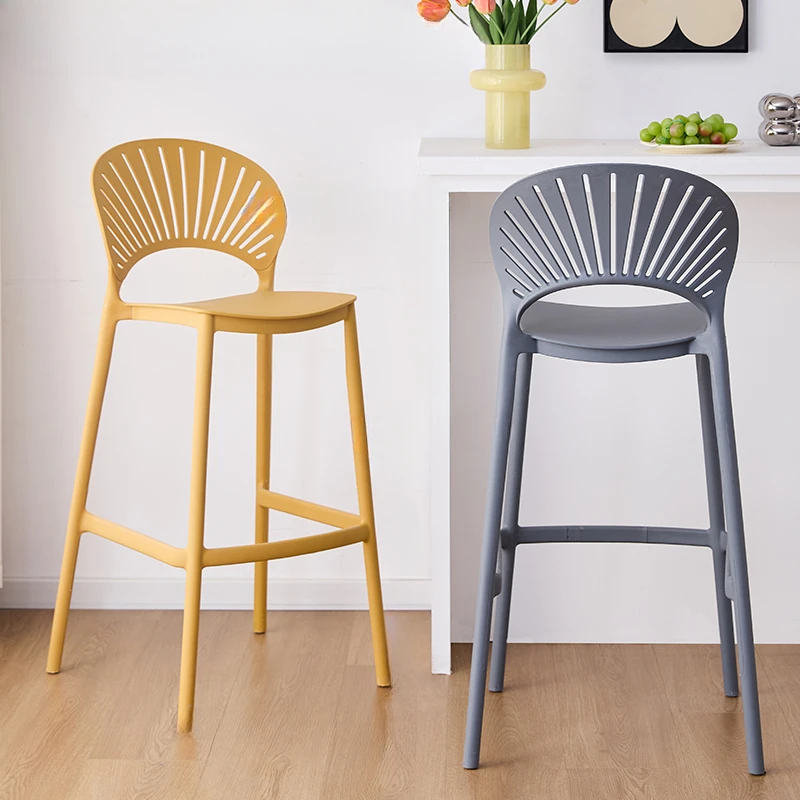 Nordic Plastic Bar Chair Modern Simple Backrest Living Room Kitchen Bar Stools High Modern Sillas De Altas Home Furniture