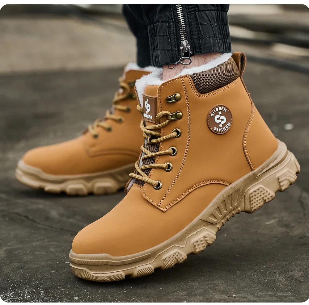 Men Winter Work Safety Boots Lightweight Steel Toe Work Shoes Men Waterproof Warm Security Protection Safety Shoes