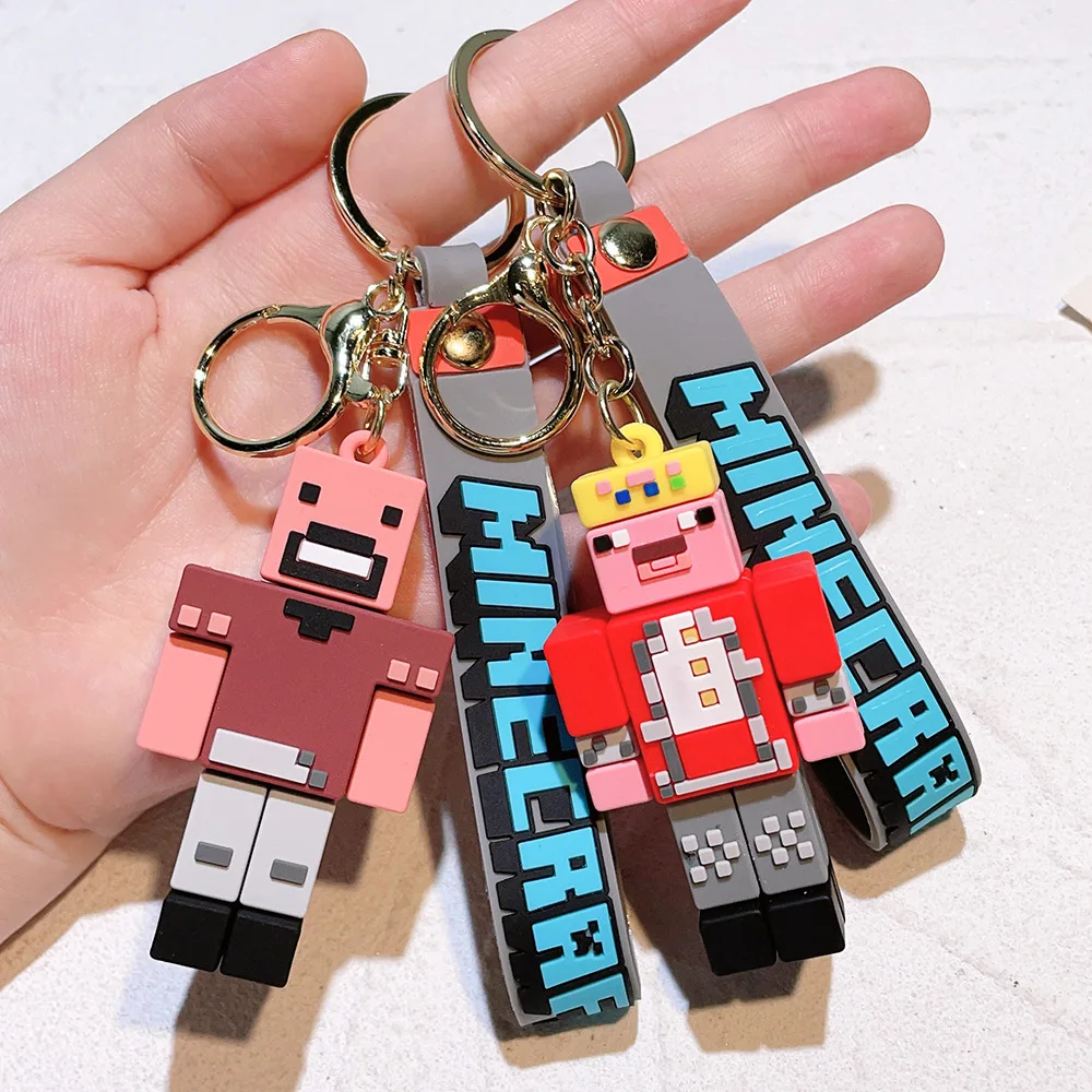 My World 3D Sandbox Jogo Keychain, Moda Minecraft Couple Keychain, Pingente Decoração Saco, Figura de Ação Cos, Criativo, Quente