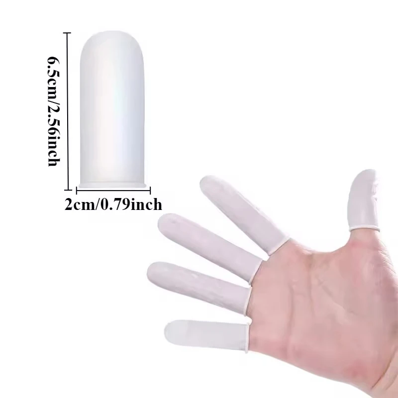 50/100/200PCS Disposable White Finger Cots Non-slip Anti-static Natural Latex Finger Cots Durable Cleaning Gloves Tool