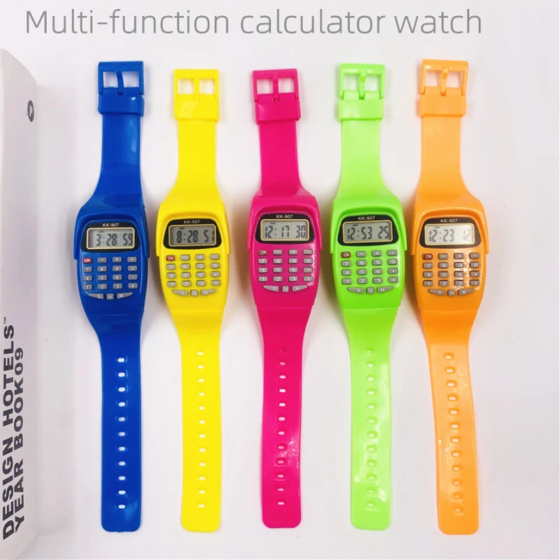 Children Electronic Calculator Silicone Date Multi-Purpose Keypad Wrist Watch Child 8-Digital Calculator for School Stationery