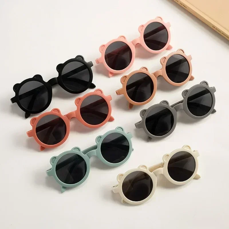 Folding bear children's sunglasses boys and girls summer sunglasses shade UV protection new baby everything