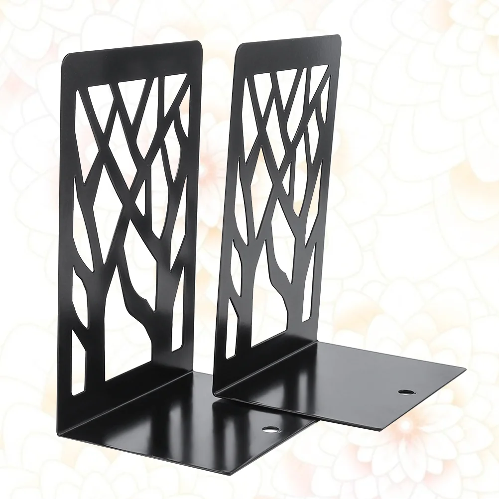 

Tree Shadow Bookshelf Bookend Support Metal Stand Bookends Black Office Supplies