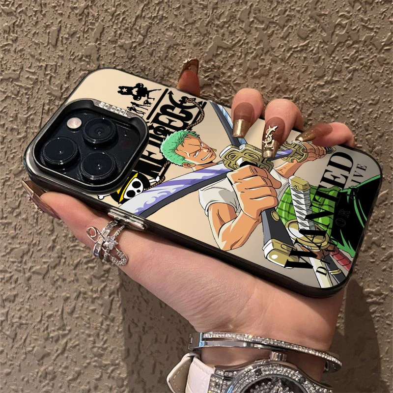 O-one Stücke Cartoon Zoro süß für iPhone 15 14 13 12 11 Pro max xs max x xr 7 8 plus 6s Mode bunte silberne Telefon hülle