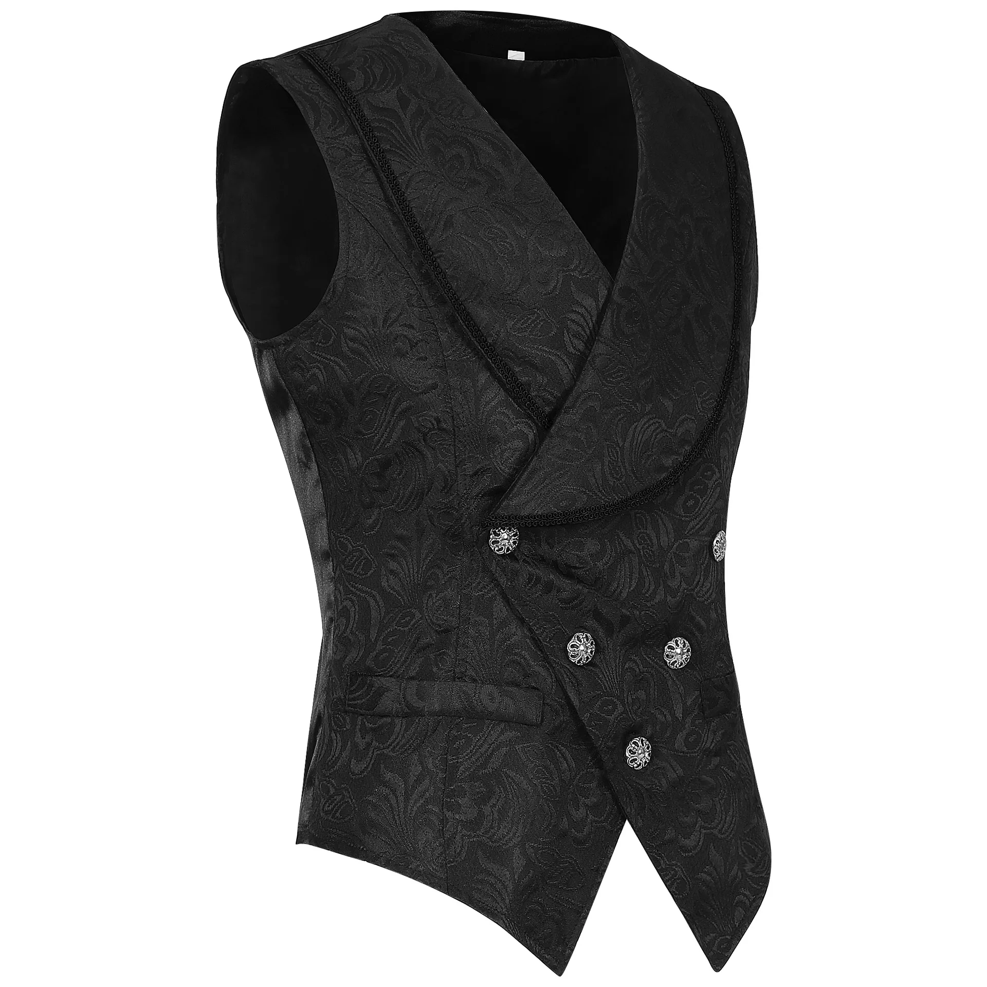 

Steampunk Jacquard Vest Pleated Shirt for Men Victorian Style Retro Role Play Outfit