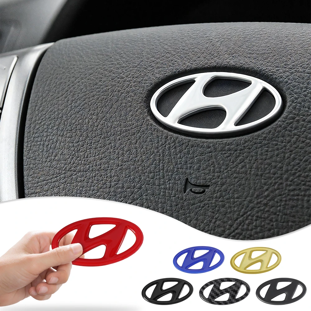 Adesivo emblema central do volante do carro ABS para Hyundai Tucson Elantra Accent i40 i30 i10 i20 Veloster Auto Interior Decoratio