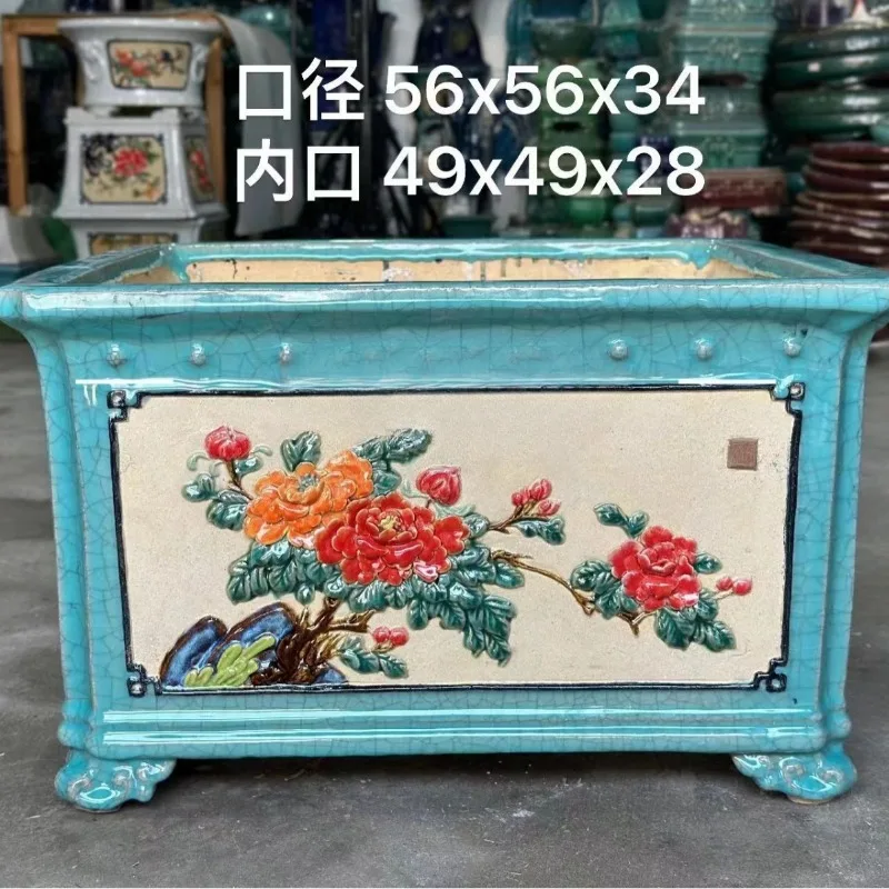 Square pots are all handmade, four-sided decals are glazed, all hand-pulled embryos are all hand-made, bonsai home pendulum