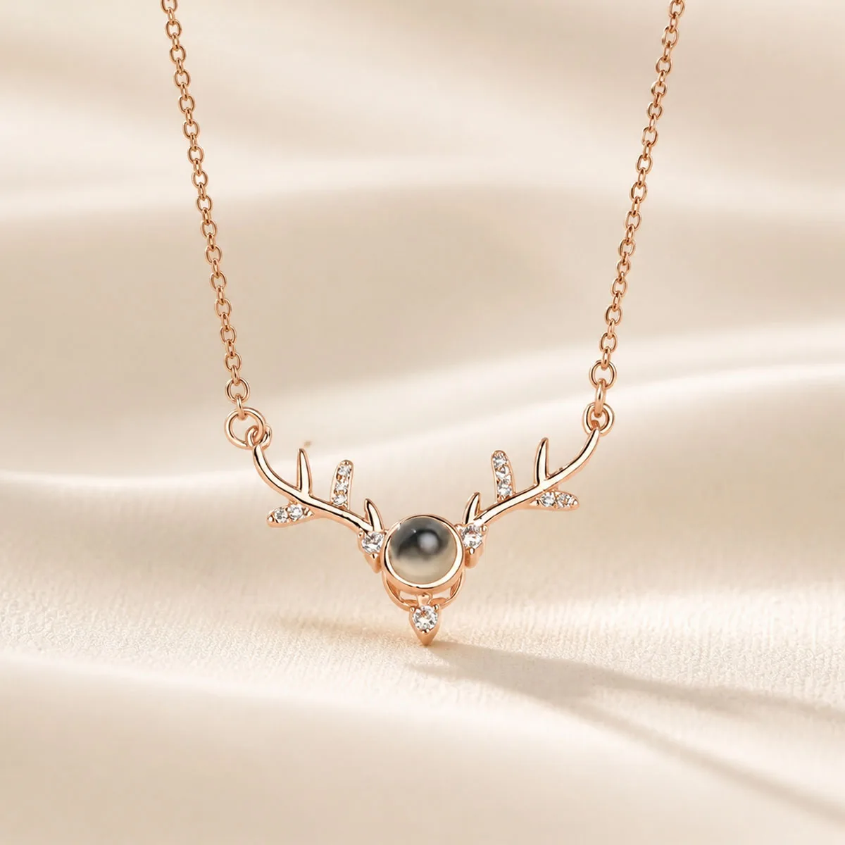 Personalized Necklace With Picture inside Elegant Antler Pendant Custom Photo Necklace Accessories Memorial Jewelry Gifts