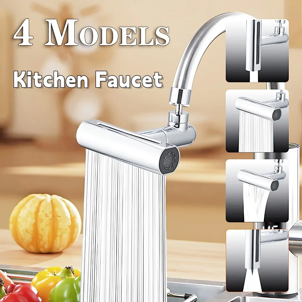 4 in 1 Kitchen Faucet Sprayer Anti-splash Pressurized Bubbler Multi Functional 360 ° Rotation Waterfall Faucet Home Accessories