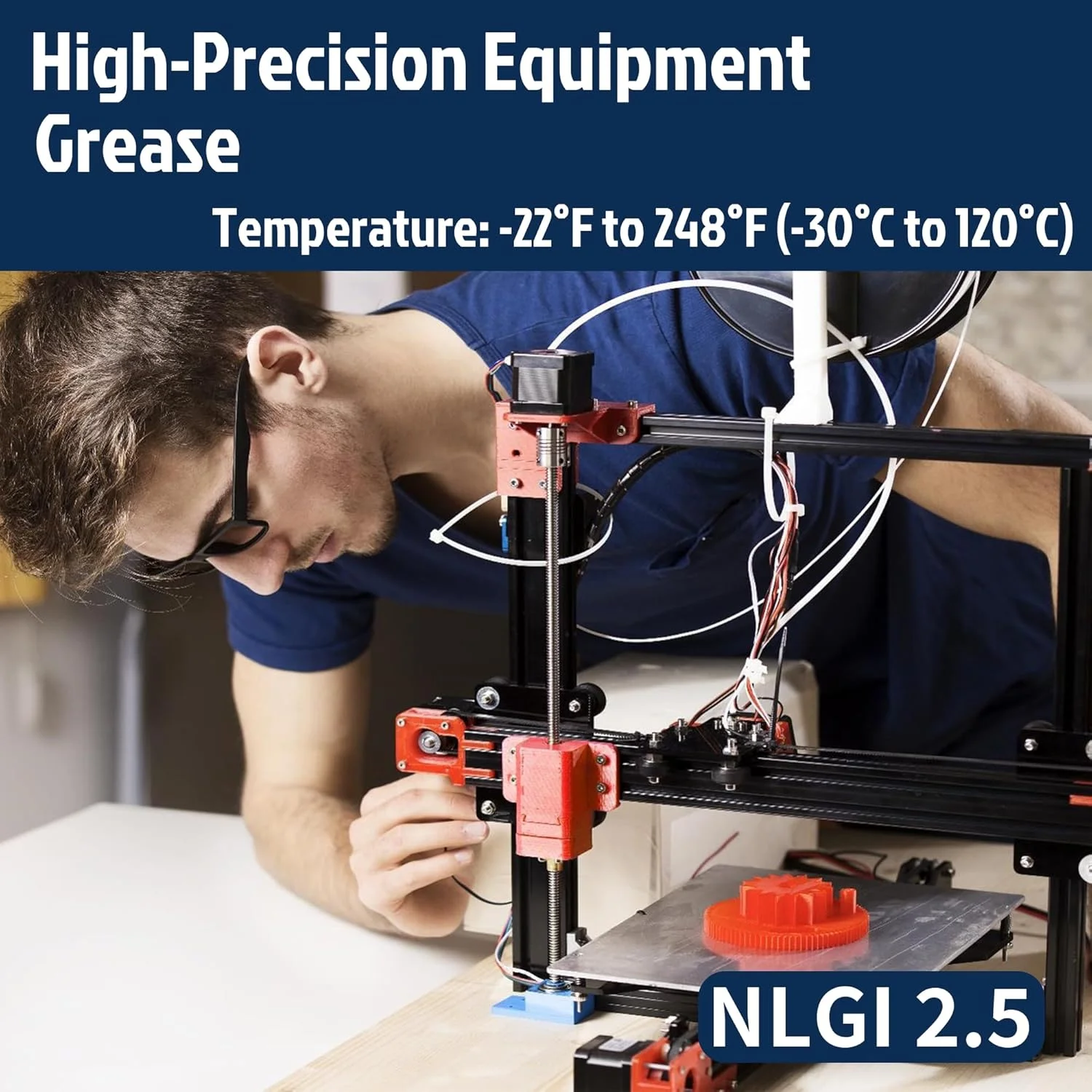 شحم صيانة الطابعة ثلاثية الأبعاد - تركيبة ليثيوم، تقلل الضوضاء والارتداء، للقضبان الخطية/المسمار الرصاص/المحمل، مضاد للتآكل + الفرشاة