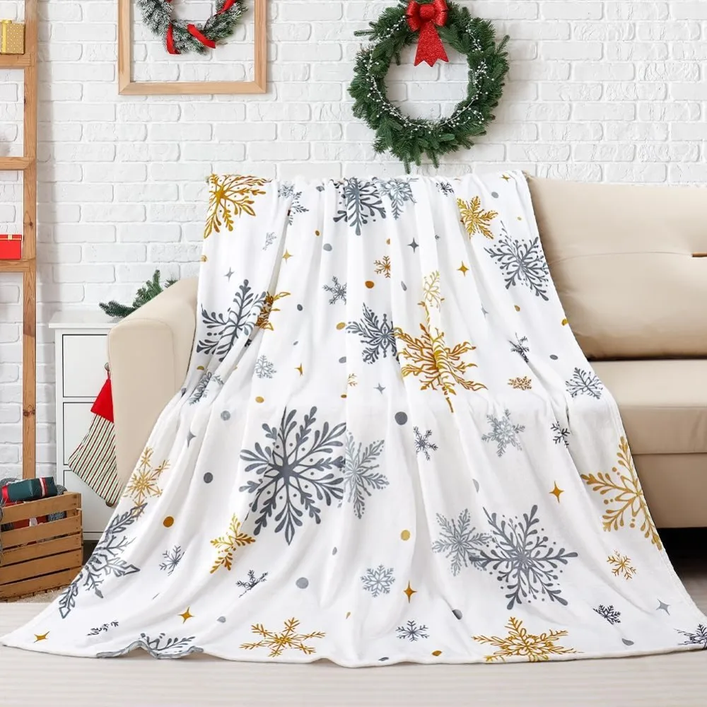 

Cozy Christmas Snowflake Flannel Fleece Blanket for Winter Season Decor