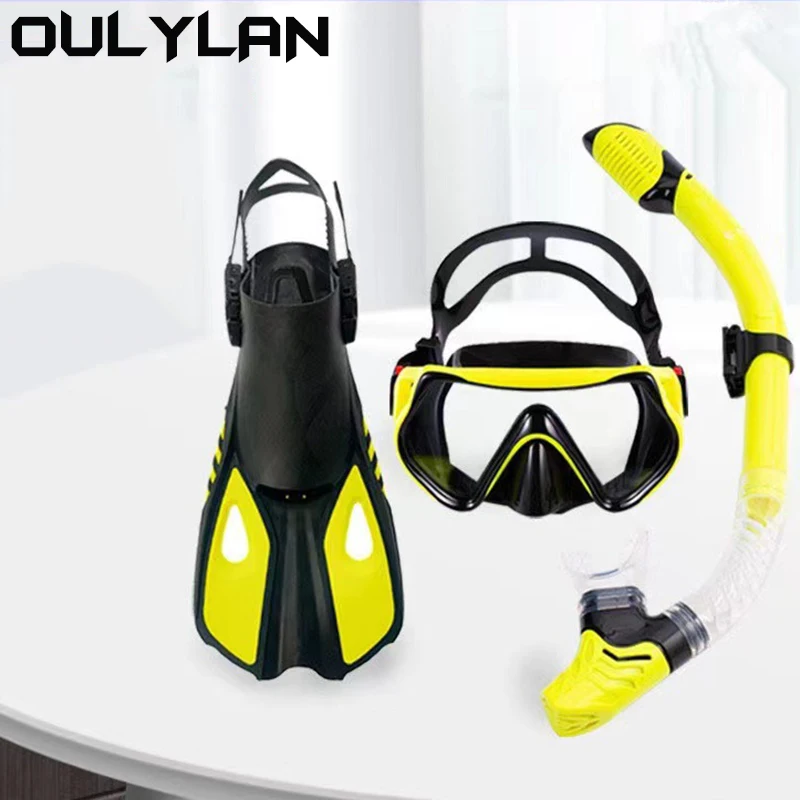 Oulylan Swimming Flippers Diving Fins Snorkeling Goggles Dive Snorkel Equipment Scuba Diving Swimming Fins Set Adult Flippers