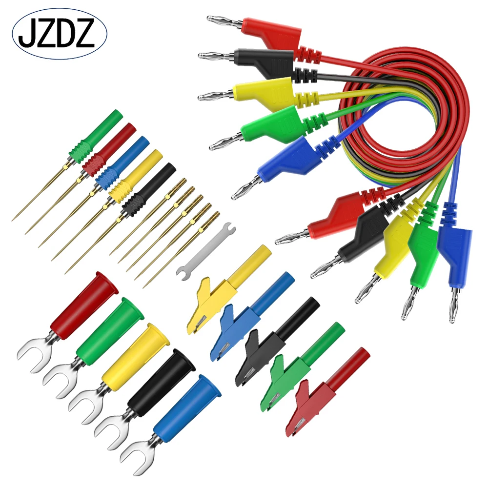 JZDZ 4mm Banana Plug to Banana Plug Multimeter Test Lead Kit Electronic Test probe accessory Alligator clip U-shaped plug JT8002