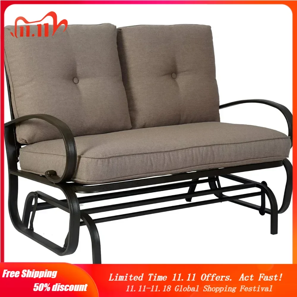 

Cozy Patio Glider Bench - Outdoor Rocking Loveseat with Sturdy Frame and Cushioned Seats for Patio, Yard - Rocker Swing