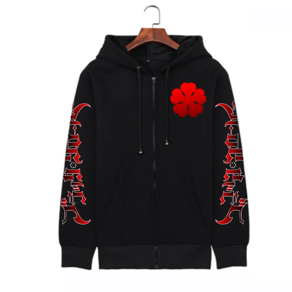 Harajuku Anime Black Clover Asta Graphic Printed Zipper Hoodies Men Women Hooded Sweatshirt Long Sleeves  Zip Up Jacket Coats