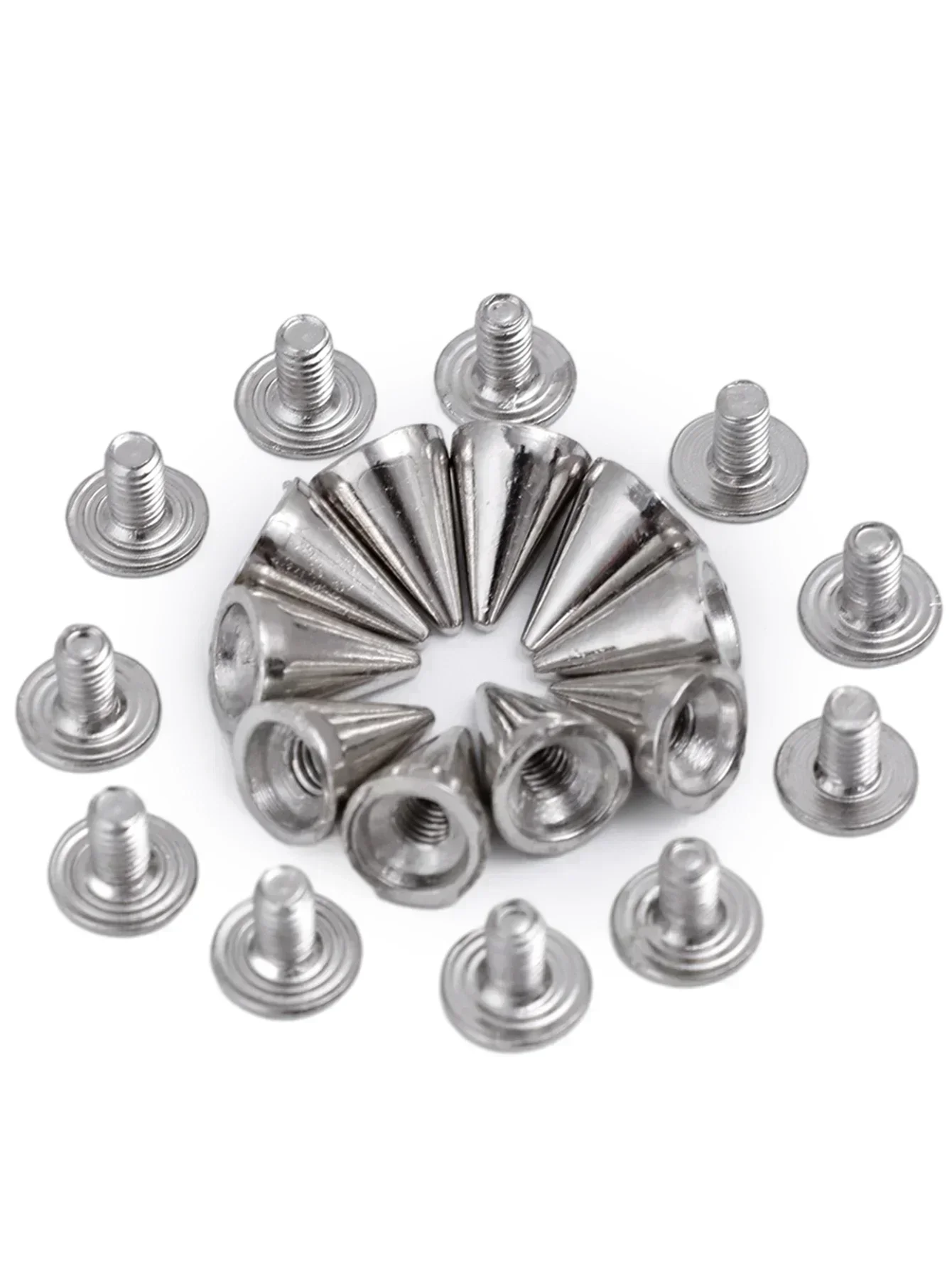 50/20/10Pcs Spike Punk Rivets Silver Cone Studs Spikes Metal Pointy DIY Clothes Shoes Bag Clothing Sewing Accessories Wholesale