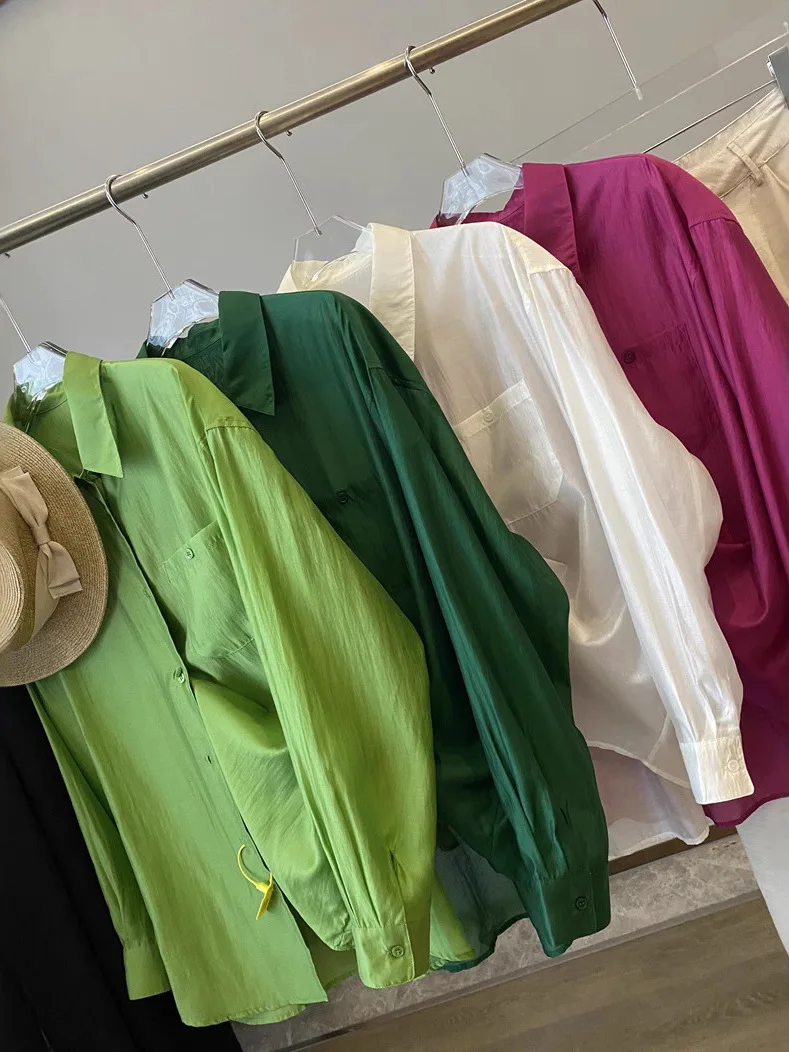 

Women's Casual Loose Versatile Long Sve irt Versatile Daily Wear Comfortable Lightweight Summer irt Classic Collar Design
