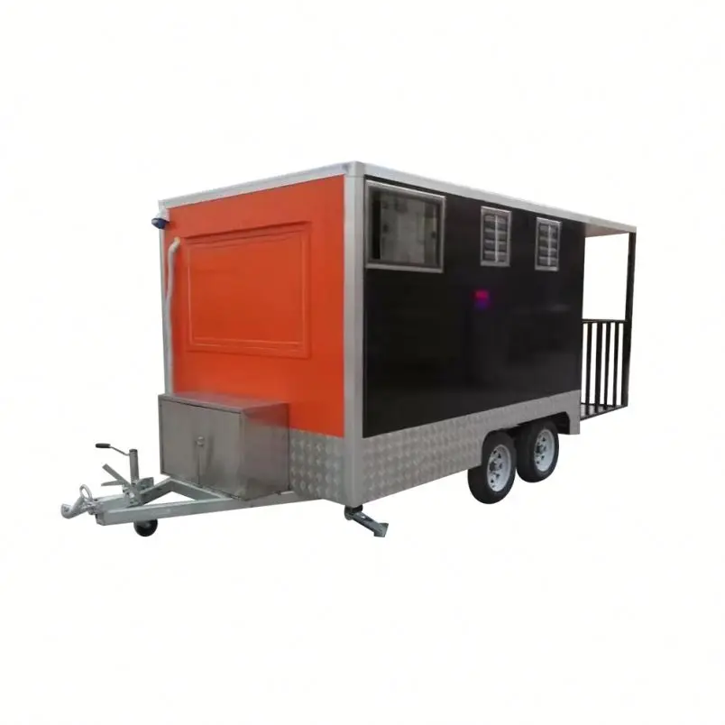 รถเข็นขายอาหารไม้ขนาดใหญ่ตู้ขายอาหารกลางแจ้งรถขายอาหารฮอตดอก