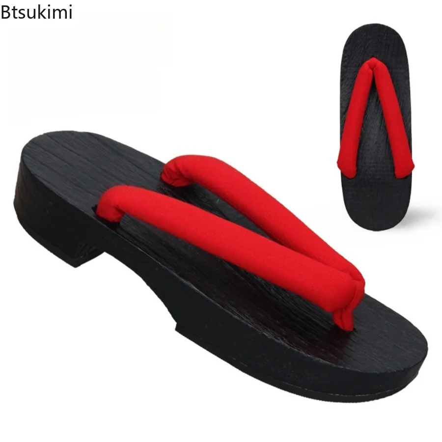 2026 Japanese Traditional Flat Bottomed Wooden Slippers Suitable For Both Soaking Anime Props Role-Playing Shoes Summer Sandals