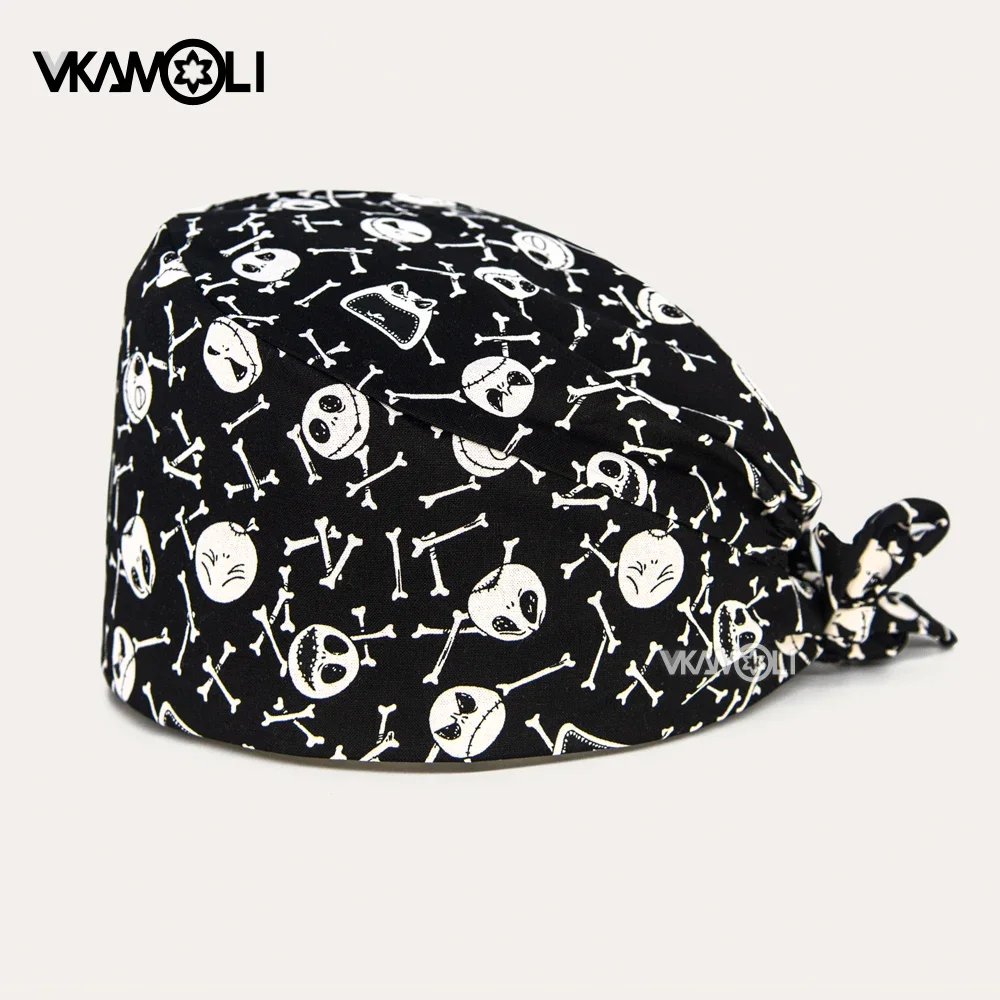 Halloween series pattern holiday print veterinary surgical hat women operating room cap dentist head cap nurse accessories