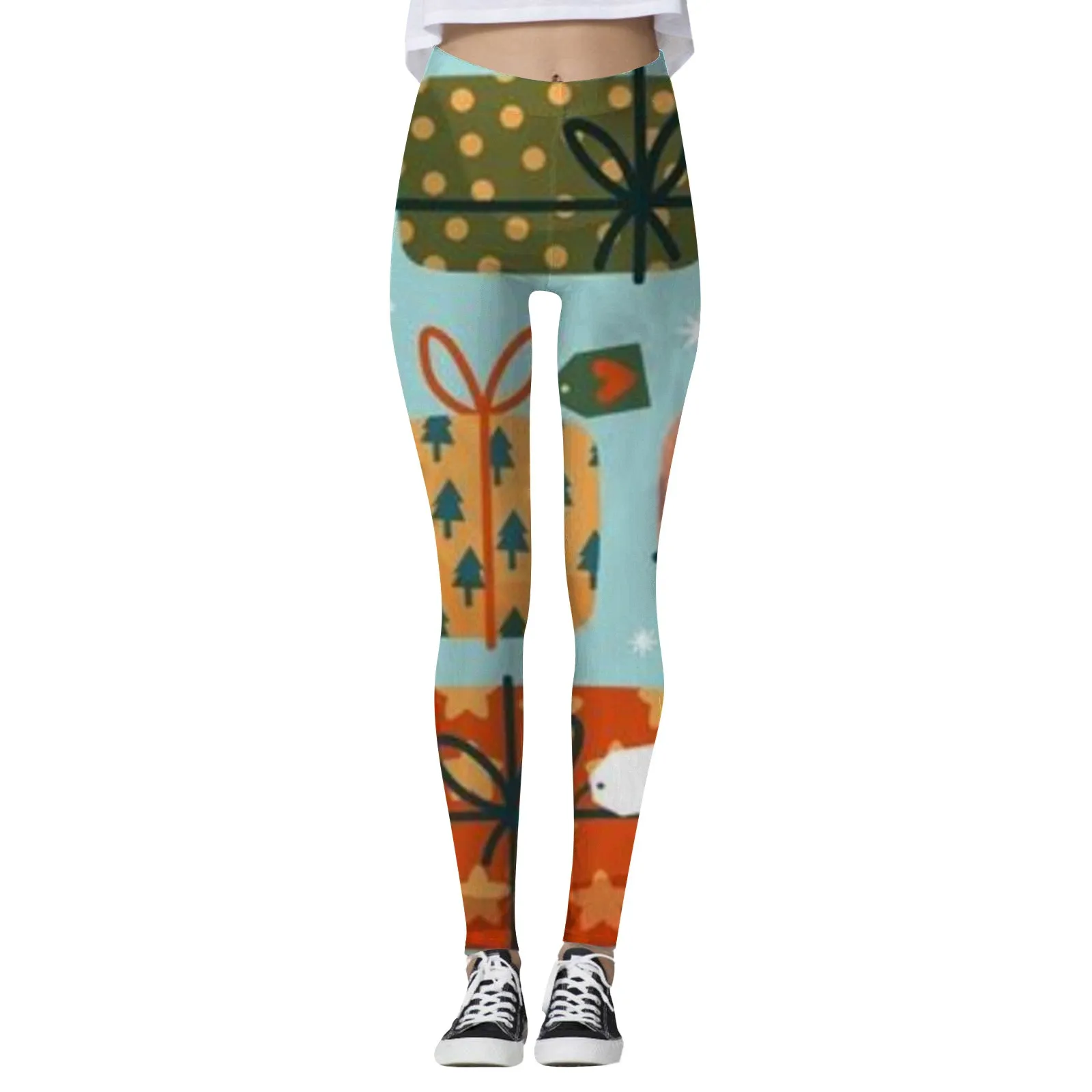 Christmas 2024 Women's Cartoon Printed Leggings Yoga Cute Winter Outfits for Women Leggings for under Skirts Ladies High Waisted