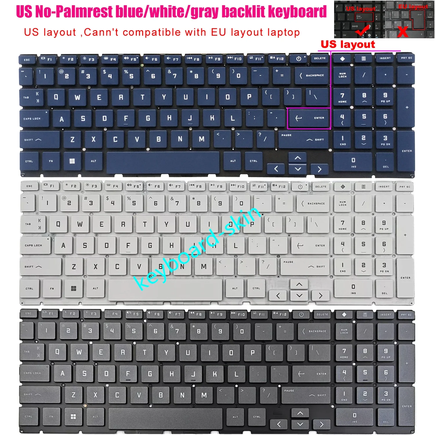 New US Backlit without-Palmrest Keyboard For HP Victus 15-FA 15-FB TPN-Q278 TPN-Q279 15-FA1163dx 15-FB2063dx 15-fb2082wm laptop