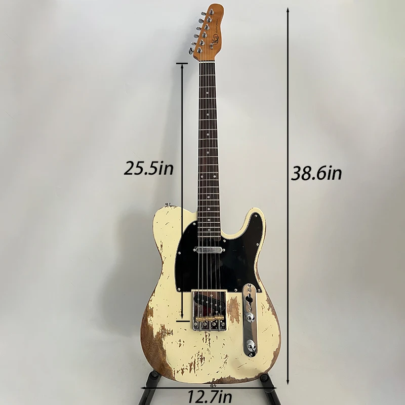 

Электрогитара KGD, корпус из красного дерева, гриф из карамелизированного клена, накладка из палисандра, шестиструнная электрогитара с твердым корпусом, S-S pic