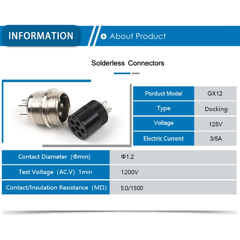 GX12 Male Female Aviation Butt Type Cable Connector 2/3/4/5/6/7 Pin Male&Female Docking Aviator Aviation Circular Plug Socket