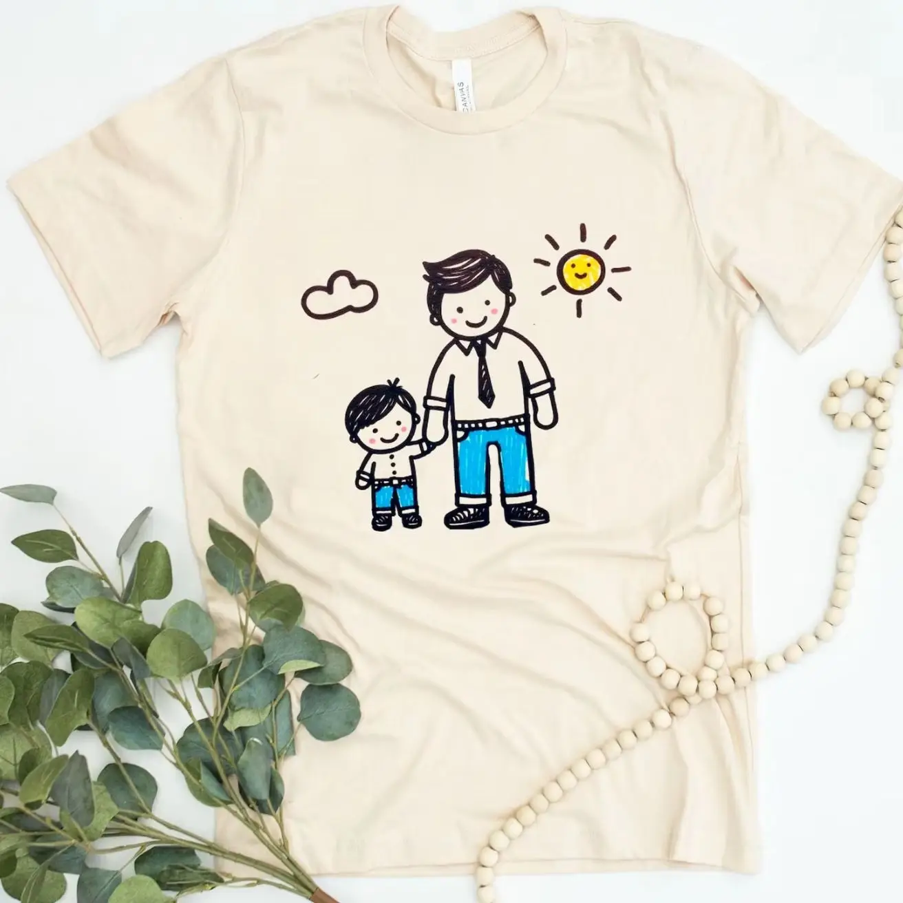 Custom Colorful Drawing Design T-Shirt Kids Photo Drawing Shirt Art Gift for Mom Dad Gifts Actual Drawing Personalized Presents