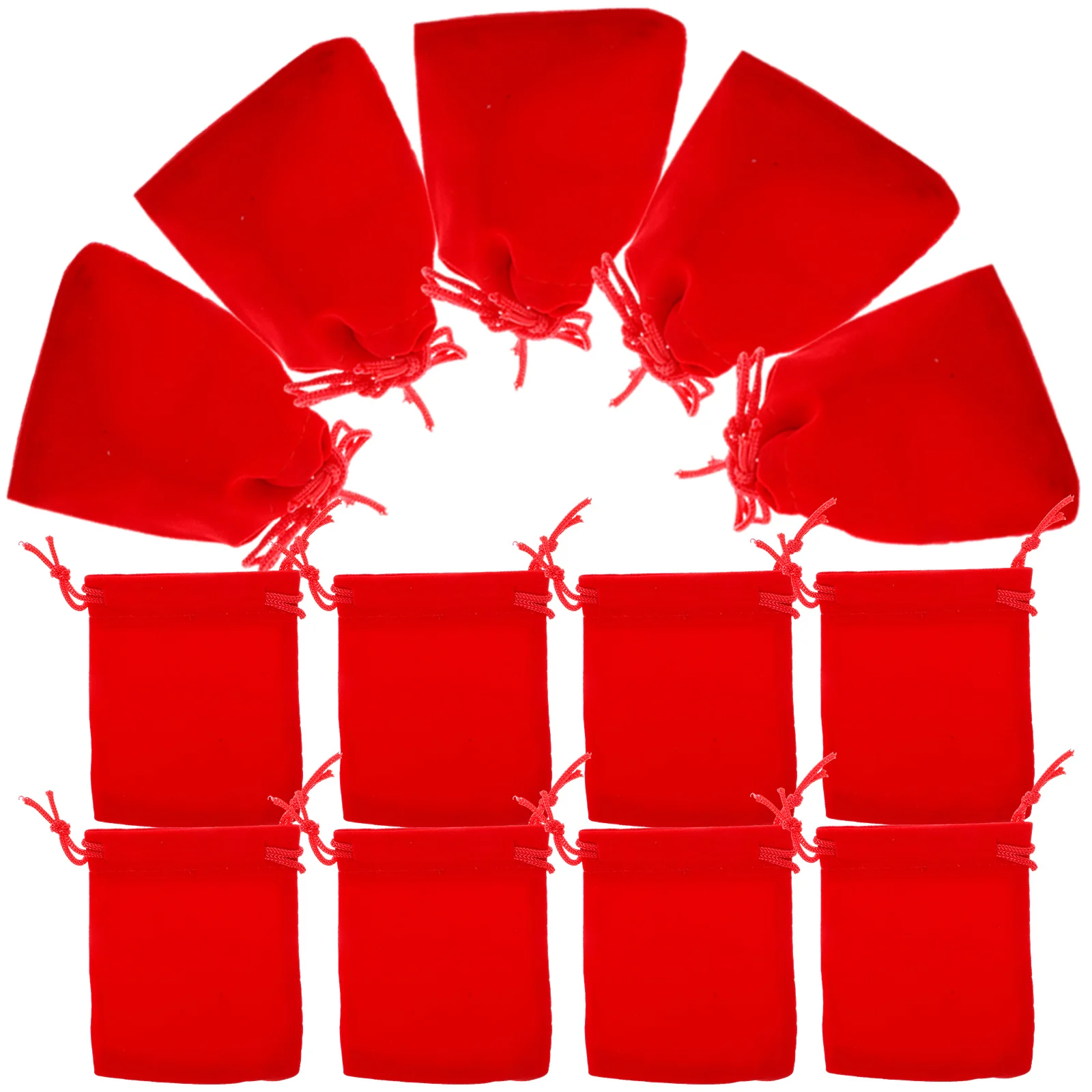 

50 Pcs Red 7x9cm Flannel Drawstring Bags Jewelry Packaging Earphone Storage Cloth Gift Pouches Muslin Bag