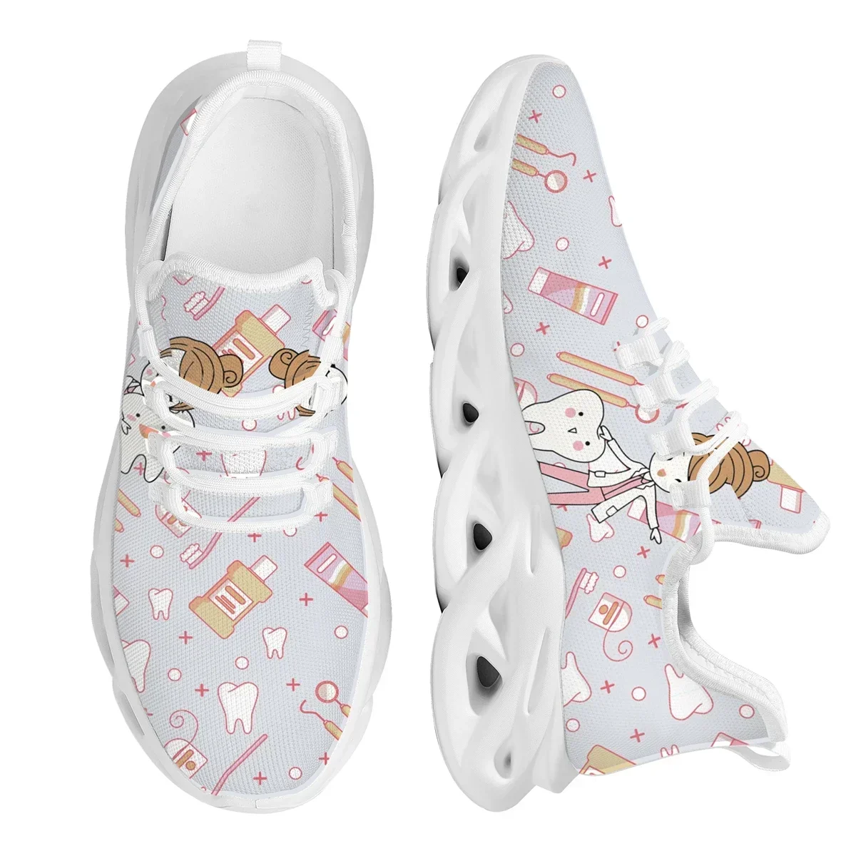 

Женские вулканизированные кроссовки с принтом «Зубная фея» и дизайном стоматологического оборудования, дышащие, легкие, на шнуровке