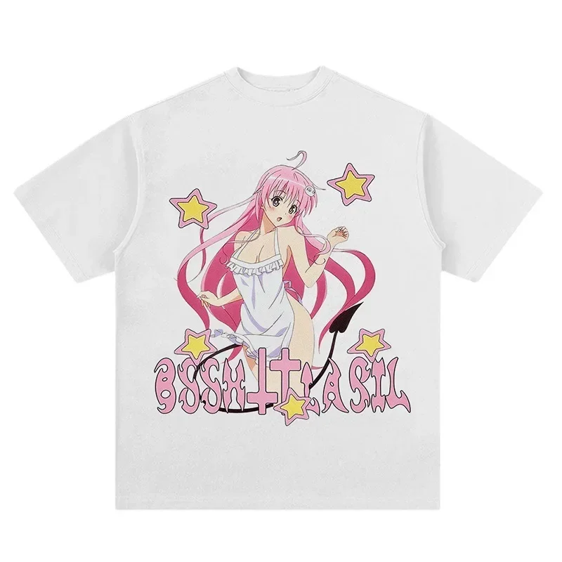 Harajuku Y2k shirts kawaii Clothes Cartoon Beautiful Girl TShirt Women Clothing Japanese Anime girls Tees  Aesthetic Clothing