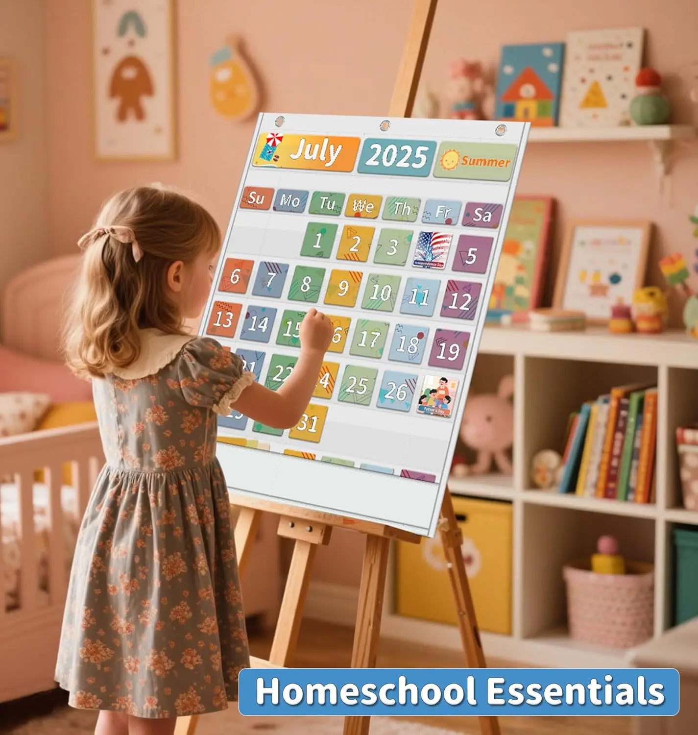 

Classroom Calendar Pocket Chart for Kids Learning 49 Pockets Monthly Calendar Teacher SuppliesPreschool Wall Decor Only Chart