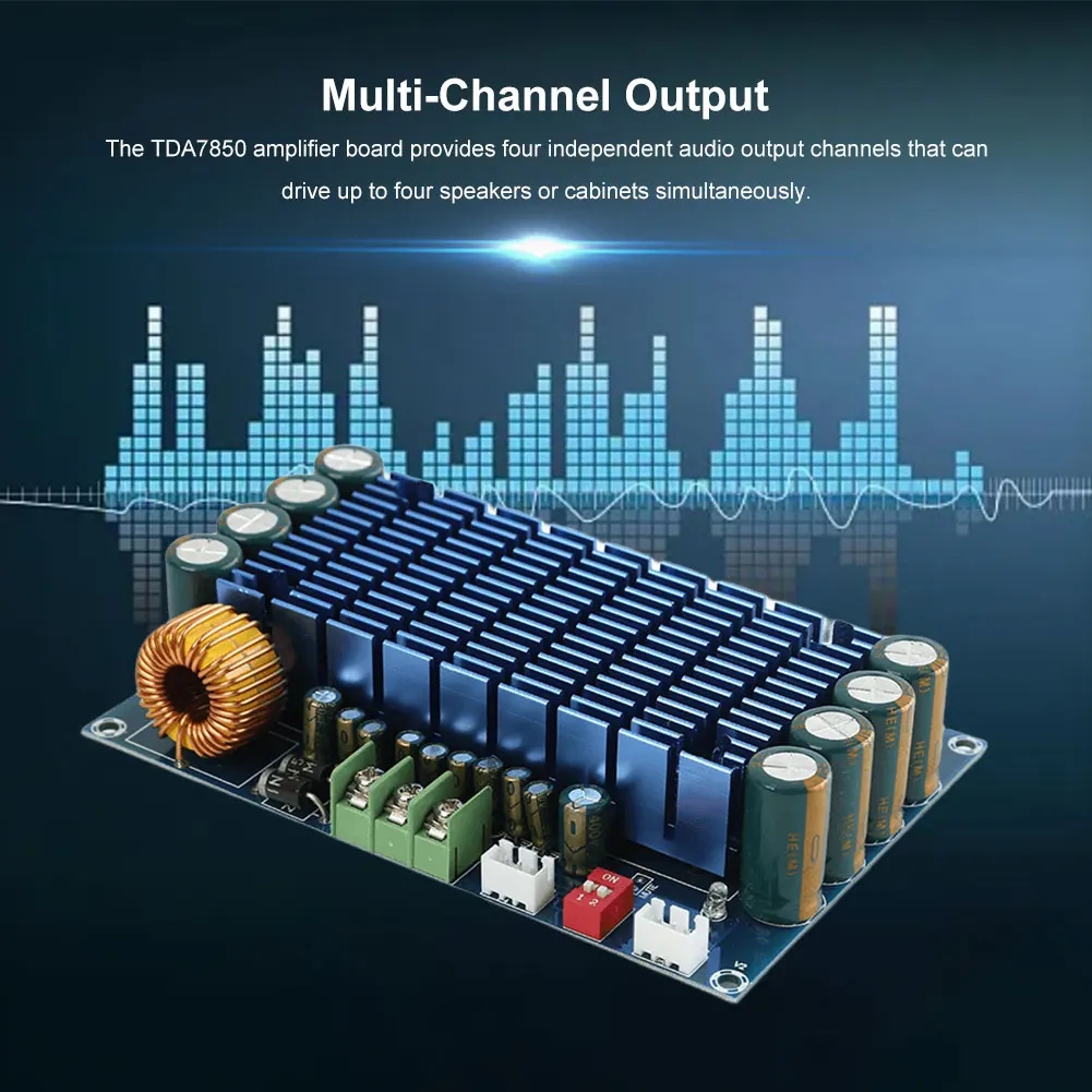 XH-M180 TDA7850 Switchable Audio Amplifier PCB Board DC 12V 2/4 Channel Stereo High Power Digital AMP Board Electronic Component