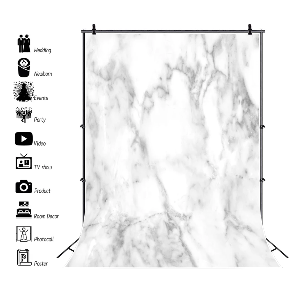 White Marble Wedding Photography Backdrop Bridal Maternity Children Portrait Party Decoration Banner Backdrop Photo Booth Props