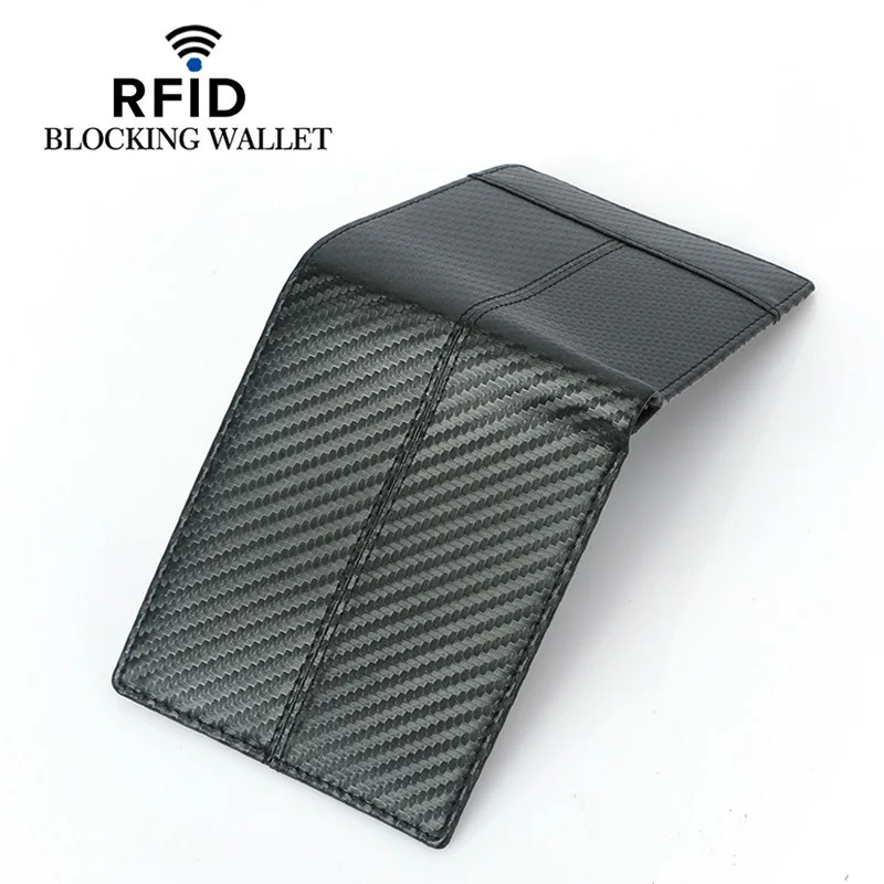Men's Wallet Carbon Fiber Bifold Pattern RFID Wallet Spliced Multiple Card Positions Large Capacity Fashionable Short Wallet