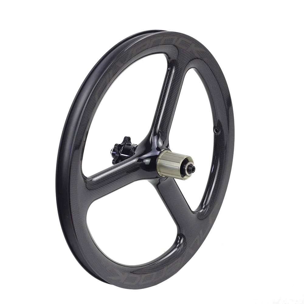 SILVEROCK Trispoke 3 Spokes Carbon Wheels 16in 349 Disc Brake Clincher for FNHON GUST K3 PLUS Folding Bike Wheelset