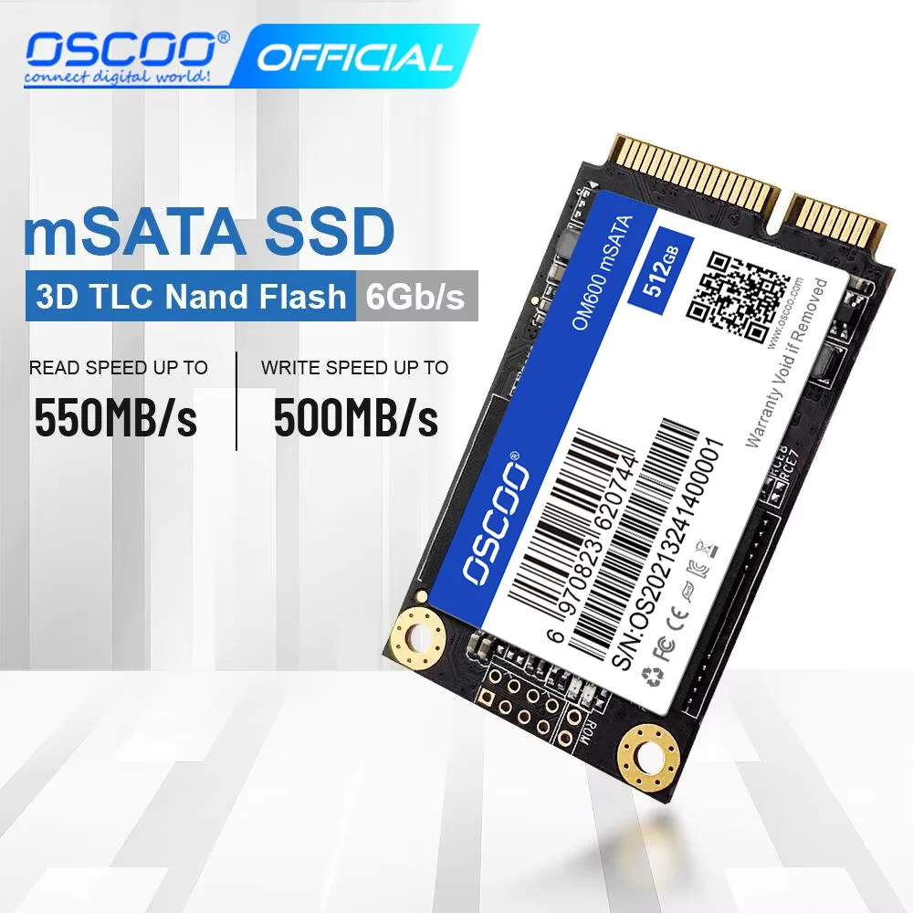 OSCOO mSATA SSD 128GB 256GB 512GB mSATA SATAIII SSD Disco rigido Disco a stato solido per laptop/Accessori per computer desktop