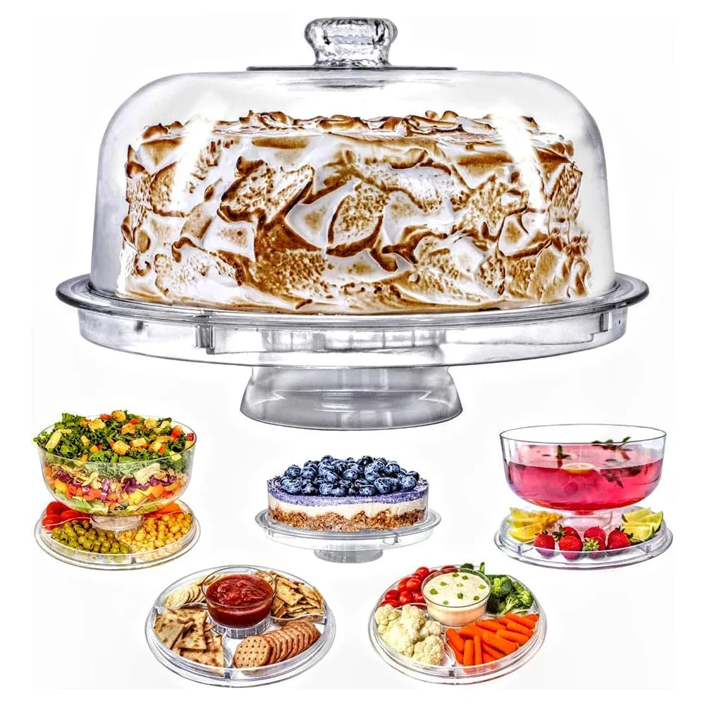 

Подставка для торта с куполообразной крышкой, 6-в-1, многофункциональная, подставка для торта с крышкой, сервировочное блюдо, чаша для напитков, блюдо для десертов и многое другое