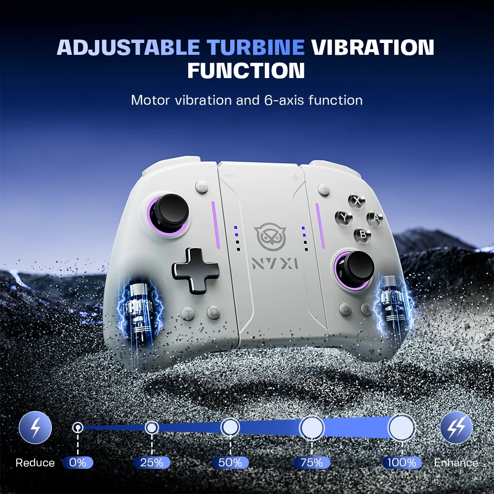 NYXI Hyperion Pro Hall Joystick Wireless Game Controller White Gamepad with RGB Lights for Nintendo Switch