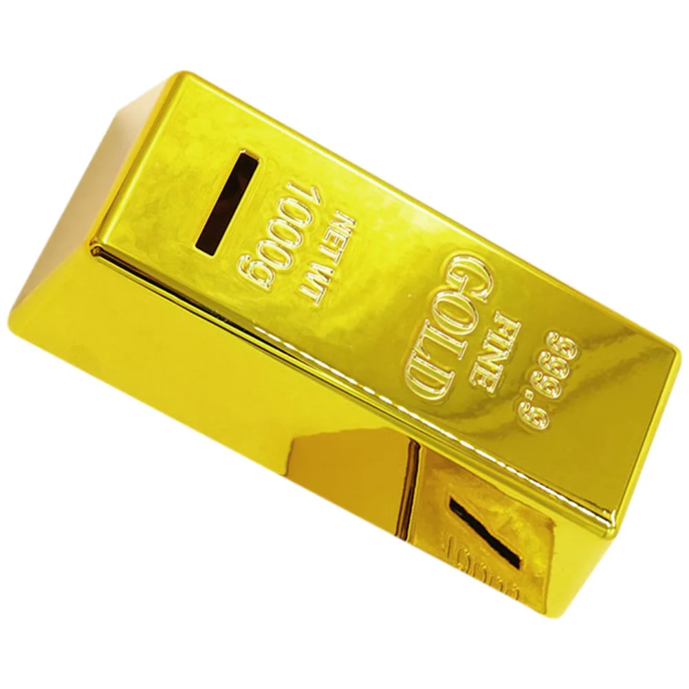 Wykwintna plastikowa skarbonka w kształcie złotej sztabki złota, imitująca skarbonkę, idealna na prezent urodzinowy dla dziecka, dekoracyjna skarbonka w kształcie cegły.