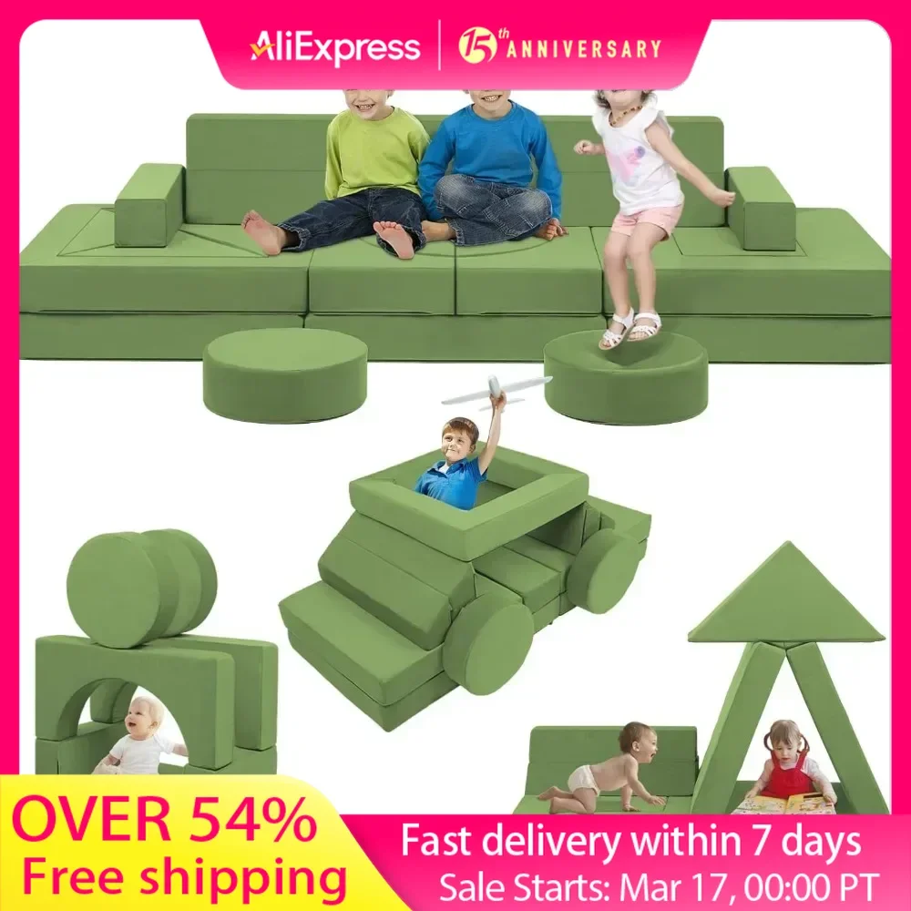 22Pcs Modular Kids Play Couch - Kids Couch for Playroom Bedroom Living Rooms 500+DIY Creativing Couch for Inspiring Child