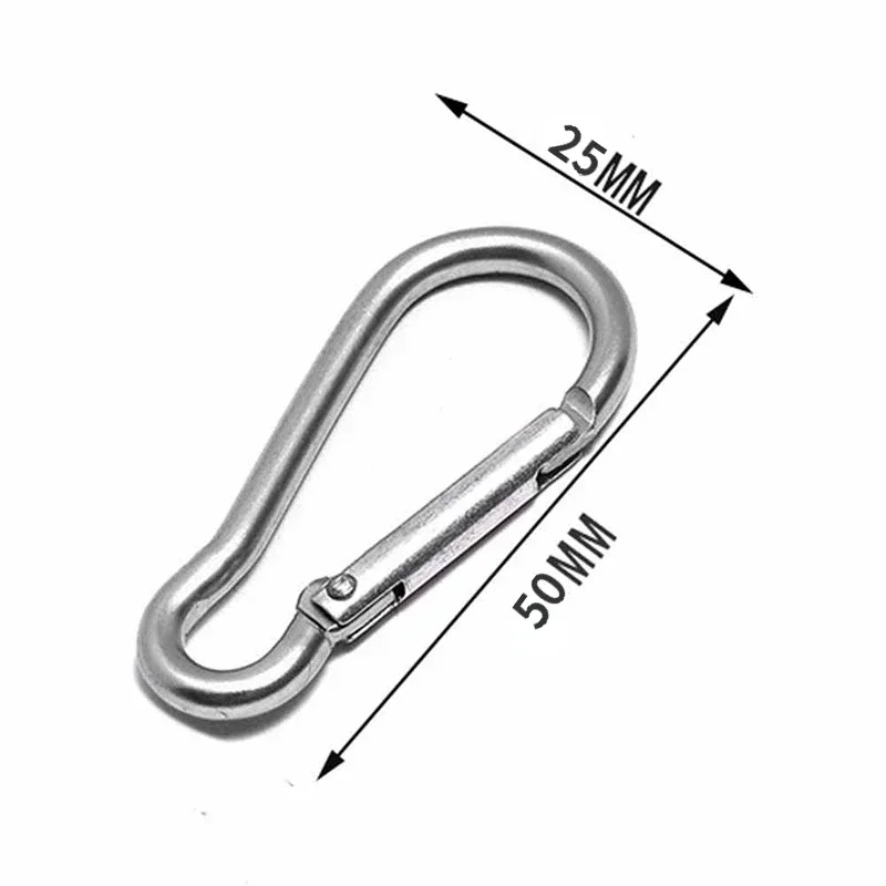 용수철 스냅 후크 스테인레스 스틸 카라비너 스틸 클립 키체인, 헤비 듀티 퀵 링크, 캠핑 하이킹 여행용, 10 팩