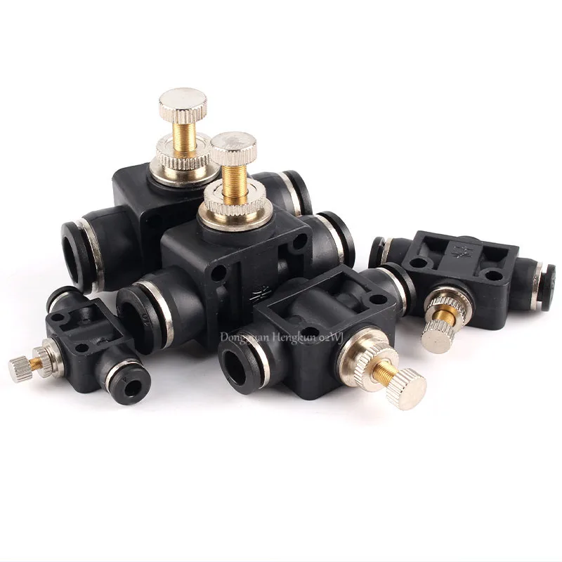 Black/White SA Throttle Speed Regulation Pipeline Valve Sa4 6 8 10 12 Quick Insertion Pneumatic Gas Pipe Connector Element