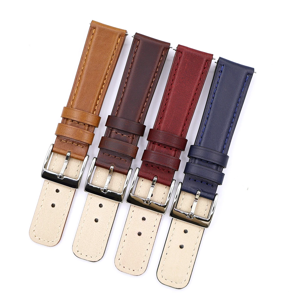 Vintage Leather Watch Strap 20mm 22mm For Huawei Bracelet Men Wrist Band Brown Cow Leather Watchbands