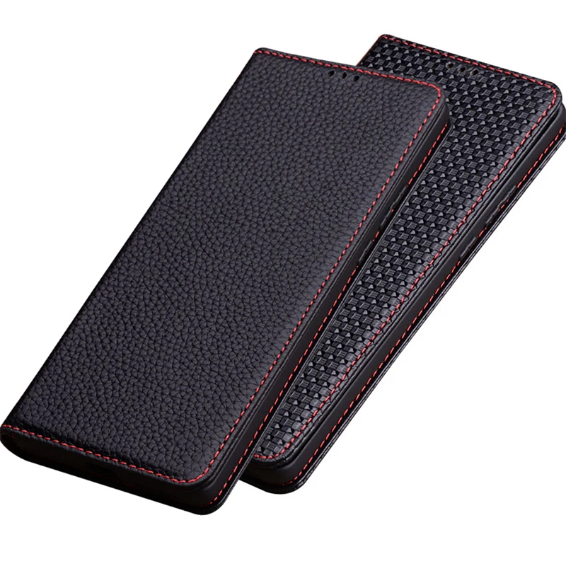 Natural Leather Booklet Case for Xiaomi Civi 3 Mi MAX 3 2 Black Shark 5 4 POCO F3 Pro F2 Phone F1 Business Flip Cover Funda