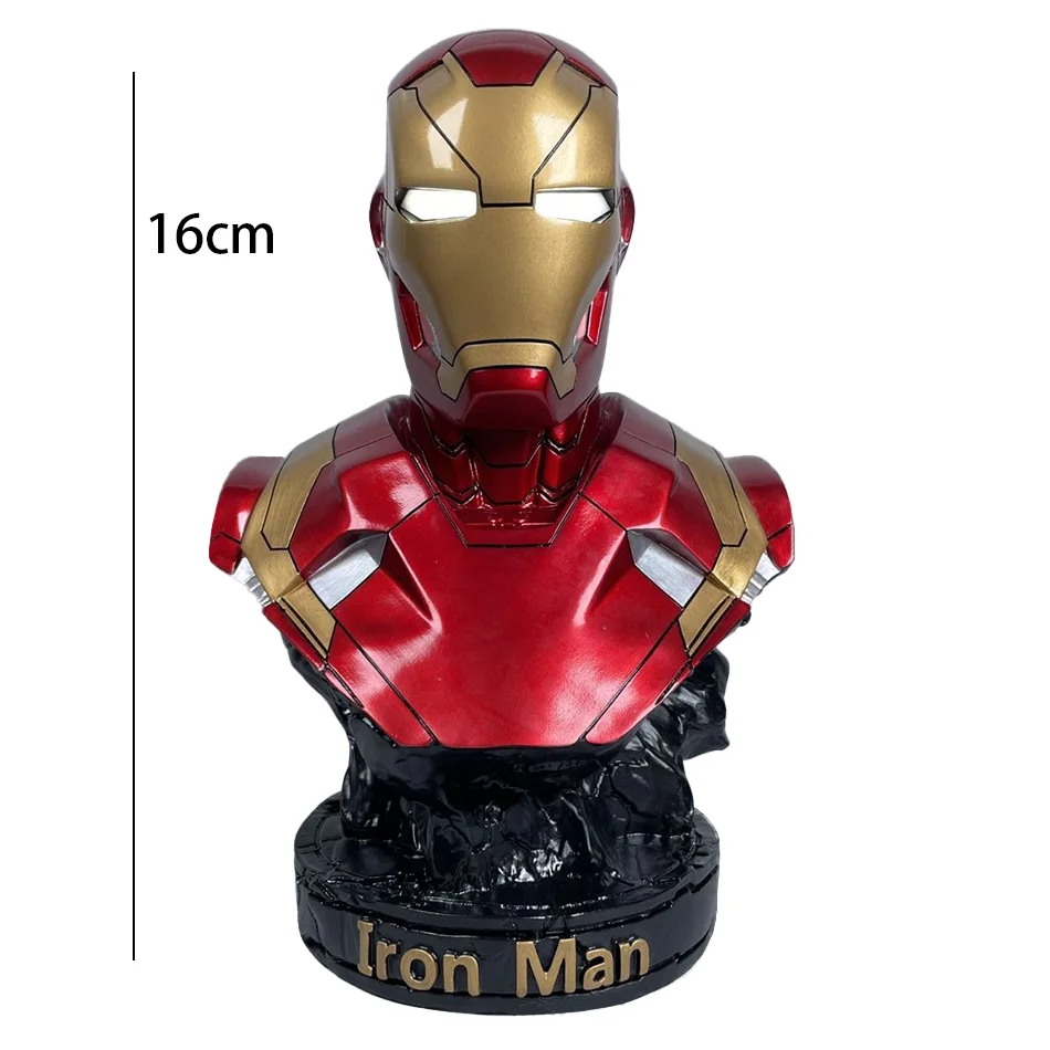 16CM Iron Man Panther Bust Anime Figure Statue marvel Avengers Large Figure Living Room Ornament Resin Collection Gift Toys